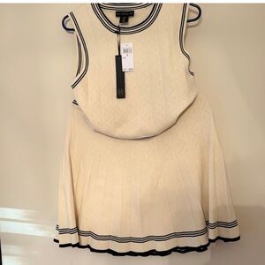 House of Harlow 1960 Cream and Black Sweater Top and Skirt Set Size Large